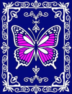 Bright Fuchsia Butterfly Ornamental Tile Rug