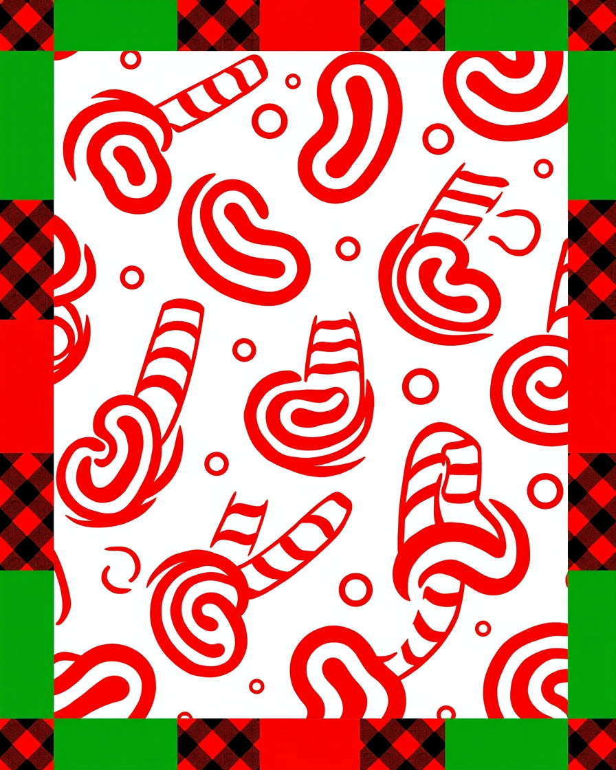 Red White Swirl Candy Cane Medley Rug