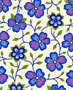 Vibrant Blue Pink Floral Vine Rug