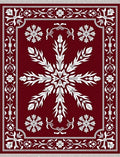 Crimson Deep White Floral Medallion Rug