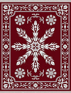 Crimson Deep White Floral Medallion Rug
