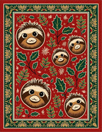 Whimsical Sloth Holly Woodland Border Rug