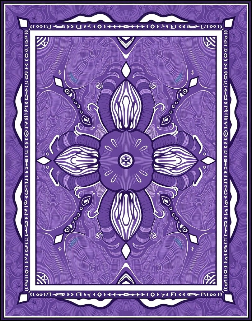 Vibrant Purple Floral Medallion Wave Rug