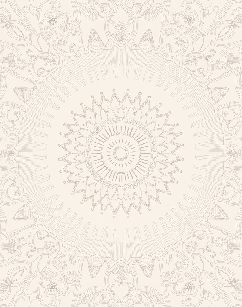 Cream Floral Sunburst Mandala Rug