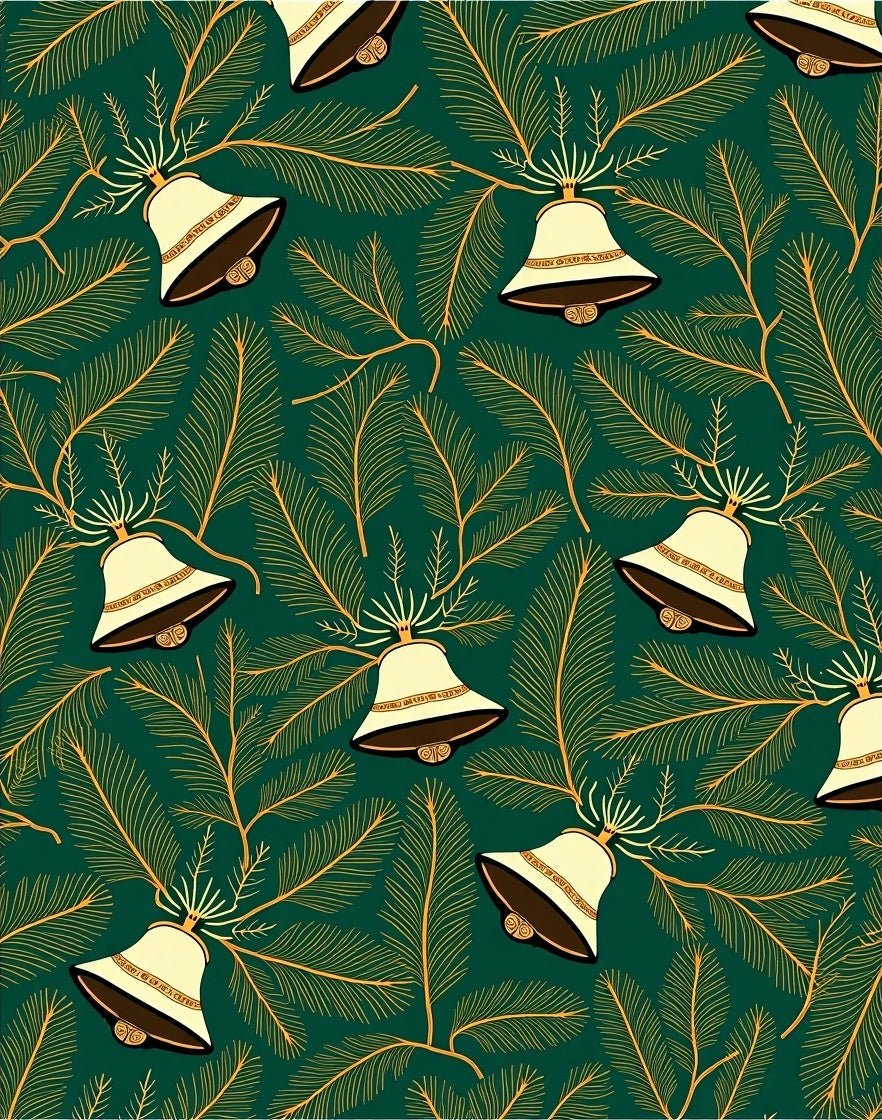 Elegant Cream Bell Pine Branch Rug
