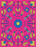 Vibrant Blue Dragonfly Floral Meadow Rug