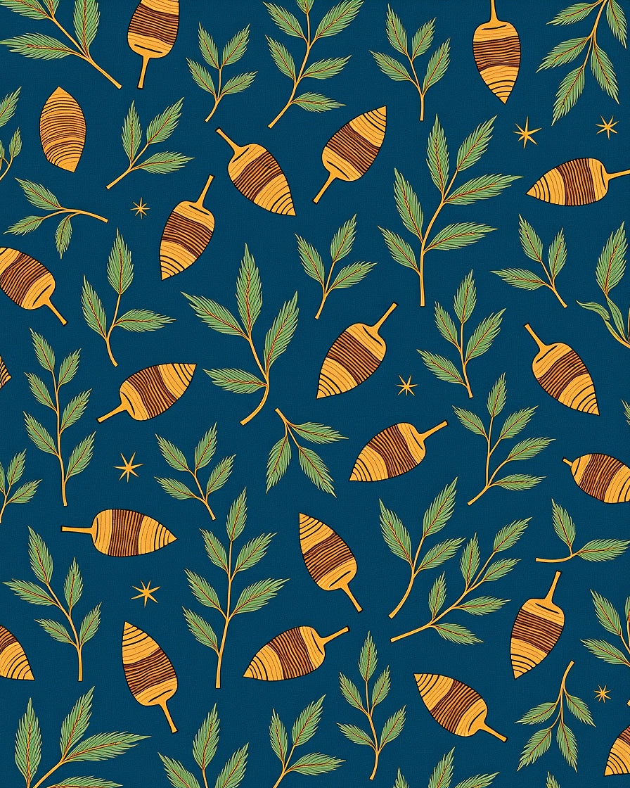Blue Forest Foliage Acorn Design Rug