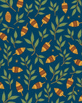 Blue Forest Foliage Acorn Design Rug