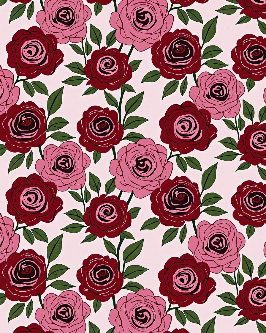 Crimson Pink Rose Garden Swirls Rug