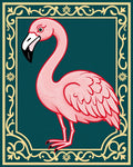 Pink Flamingo With Ornate Border Rug