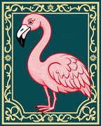 Pink Flamingo With Ornate Border Rug