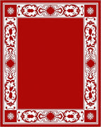 Crimson Bordered Ornate Medallion Rug