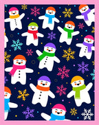 Playful Snowman Snowflake Festive Scene Rug