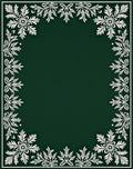 Dark Green White Floral Border Rug