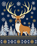 Golden Antler Stag Winter Snowflake Border Rug