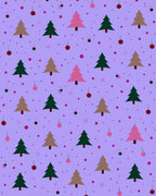 Festive Purple Christmas Tree Ornaments Rug