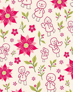 Pink Gingerbread Characters Floral Mix Rug