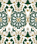 Green Gold Festive Christmas Tree Medallion Rug