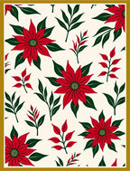Red Poinsettia Leafy Sprig Collage Rug