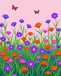 Whimsical Floral Garden Butterfly Rug