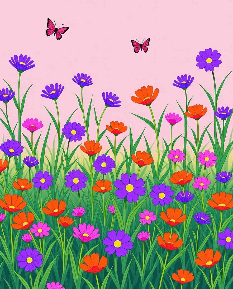 Whimsical Floral Garden Butterfly Rug