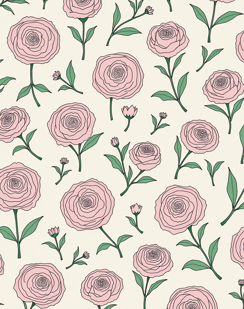 Whimsical Pink Rose Garden Rug