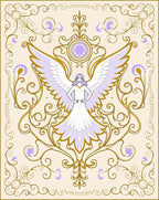 Lilac Angelic Wings Gold Border Tapestry Rug