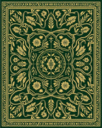 Emerald Gold Floral Vintage Medallion Rug