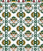 Folksy Green White Brown Medallion Rug