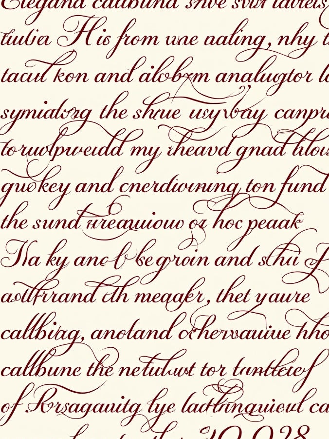 Ornate Script Red on Cream Rug
