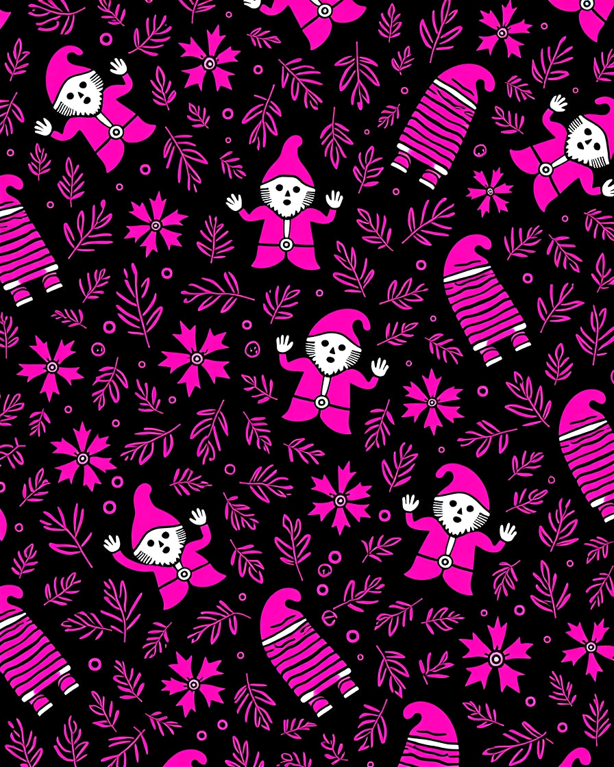 Pink Gnome And Leaf Repeat Rug