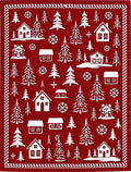 Cozy Red Winter Village Christmas Rug