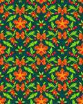 Bold Orange Floral Berry Garland Rug