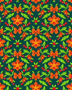Bold Orange Floral Berry Garland Rug