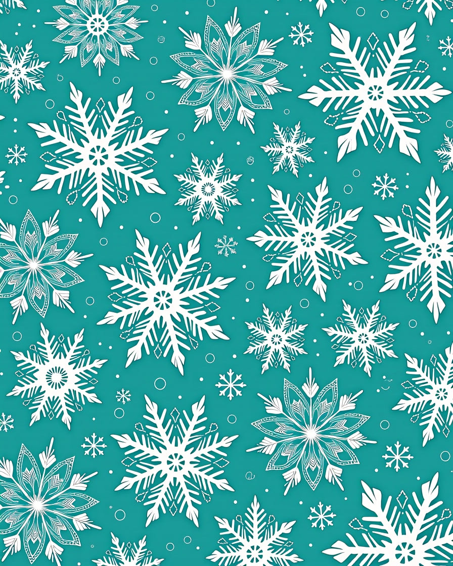 Teal White Snowflake Mandala Collage Rug