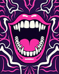 Hot Pink Vampire Mouth Purple Swirls Rug