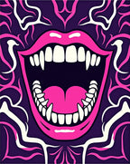 Hot Pink Vampire Mouth Purple Swirls Rug