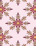 Crimson Gold Snowflake Repeat Print Rug