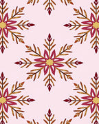 Crimson Gold Snowflake Repeat Print Rug