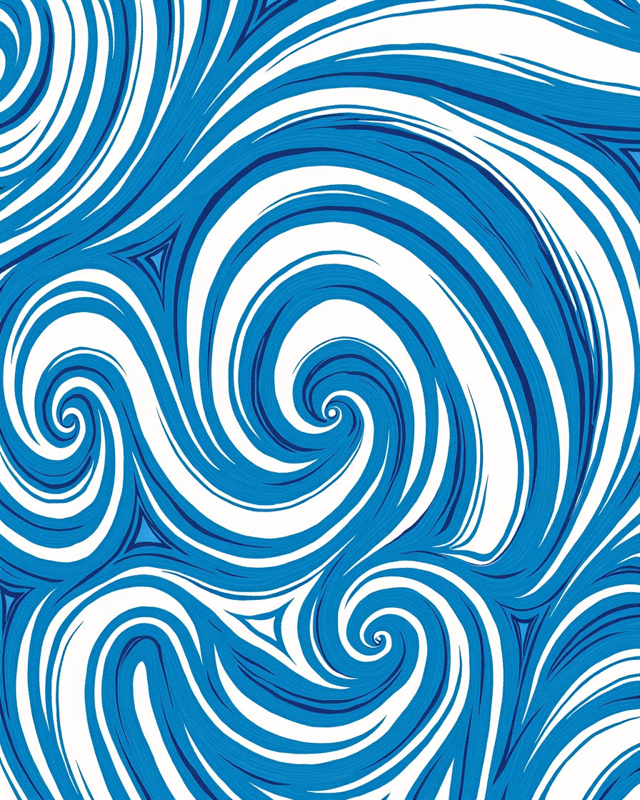 Intense Blue Swirl Contemporary Abstraction Rug
