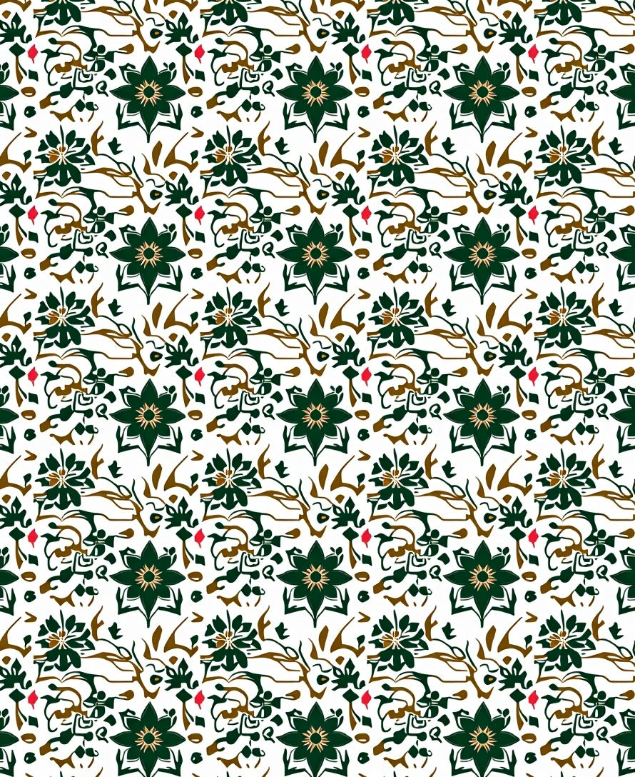 Dark Green Floral Vine Artistry Rug