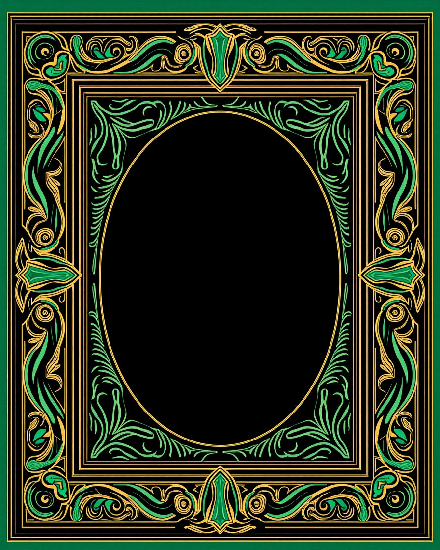 Emerald Gold Art Nouveau Scroll Rug