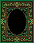 Emerald Gold Art Nouveau Scroll Rug