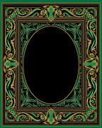 Emerald Gold Art Nouveau Scroll Rug