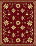 Crimson Gold Floral Bells Border Rug