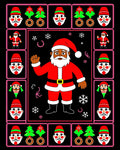 Festive Black Santa Christmas Border Rug