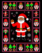 Festive Black Santa Christmas Border Rug