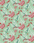 Whimsical Red Floral Green Folk Art Rug