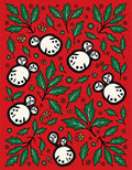 Festive Red Holly Bird Garland Rug