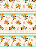 Whimsical Figures Stripes Yellow Pink Mint Rug